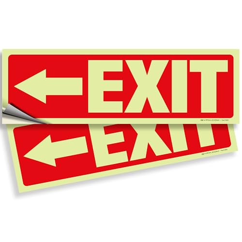 iSYFIX Exit Stickers Signs Left Arrow 2 Pack 12x4 Inch - color: Sticker Left Glow, size: 2 Pk 12x4