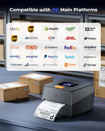 Phomemo Shipping Label Printer with Touchable Screen & Built-in Label Bin - color: Grey