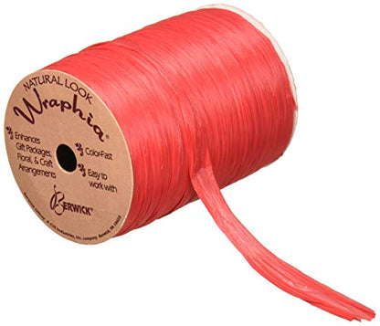 Berwick Offray 1/4'' Wide Matte Raffia Ribbon, Imperial Red, 100 Yards - color: Imperial Red, size: 7MM