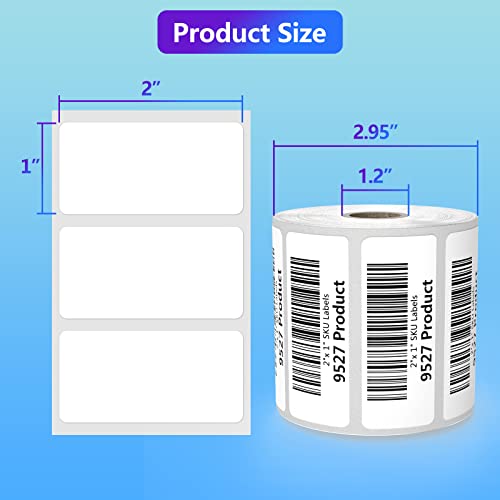 9527 Product 2" x 1" Sticker Labels, 12,000 Direct Thermal Labels, 12 Rolls - size: 2" x 1" | 12000 Labels