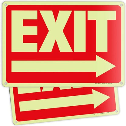 iSYFIX Exit Signs with Right Arrow, Glow in the Dark, 10x7 Inch, 2 Pack - color: Metal Right, size: 2 Pk 10x7