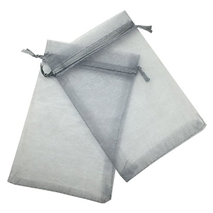 50pcs Extra Large Organza Drawstring Bags - 12x16 inch Sheer Favor Bags (Grey) - color: Grey