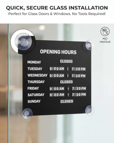 Magnetic Business Hours Sign, Changeable Storefront Opening Hours Board - color: Black Board