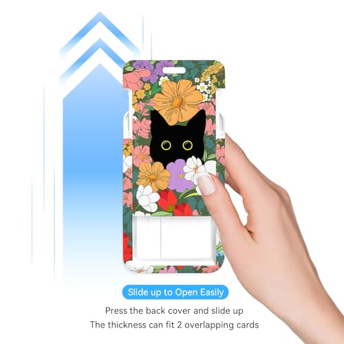 2 Pack Cat Hiding in the Flowers ID Badge Holder with Clip Badge Reels - color: 2 Pack-cat Hiding in the Flowers