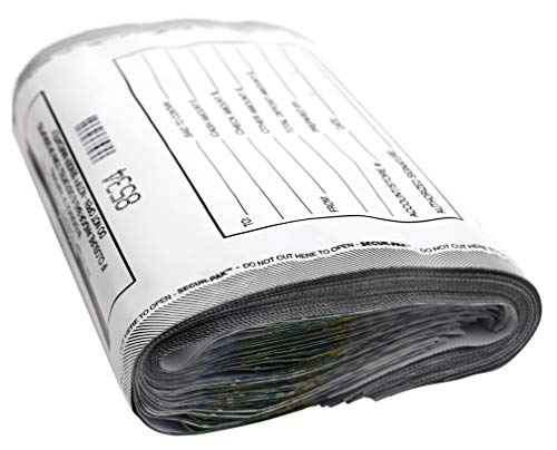 Secur-Pak Deposit Bags - Pack of 100 - Bill Capacity - color: White, size: 7" x 10"