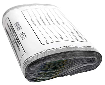 Secur-Pak Deposit Bags - Pack of 100 - Bill Capacity - color: White, size: 7" x 10"