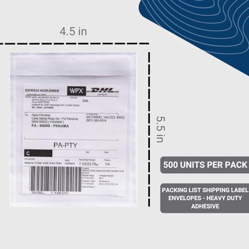 500 Units, 4.5"x5.5" Clear Packing List Shipping Label Envelopes - Heavy Duty Adhesive, Ideal for Labels, Invoices & Documents - size: 4.5"x5.5" | 500 Units