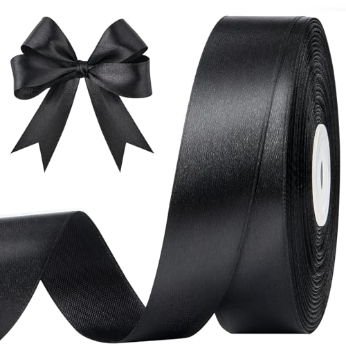 Black Satin Ribbon, 1 Inch, 50 Yards - color: black