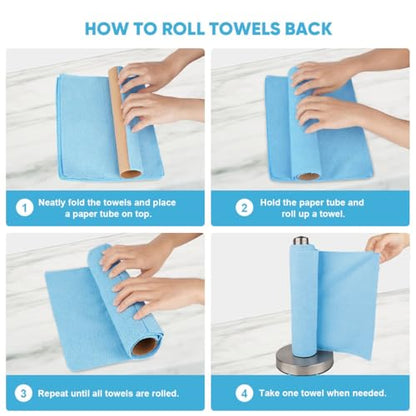AIDEA Microfiber Cleaning Cloth Roll-75PK, Shop Rags Blue 11.5"×11.5" - color: Blue