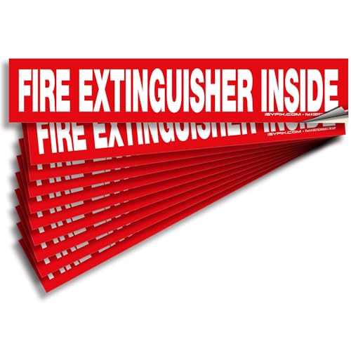iSYFIX Fire Extinguisher Inside Sticker Sign, 9x1.7 Inch, Red, 10 Pack - color: Red, size: 9x1.7 (10 Pack)