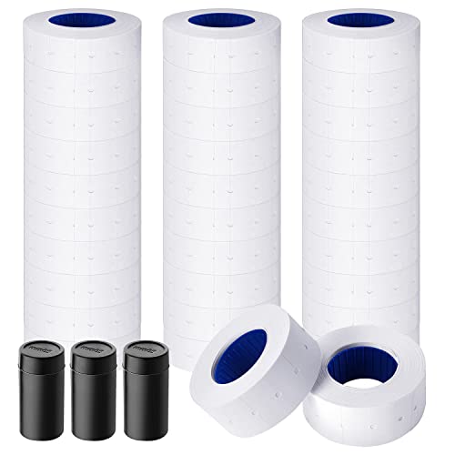 30 Rolls 15000pcs White Price Gun Labels for Mx-5500 Labeller White Pricemarker Stickers Plus 3 Piece Refill Ink Rolls (30 Rolls Pure White + 3 Refill Inks) - color: White