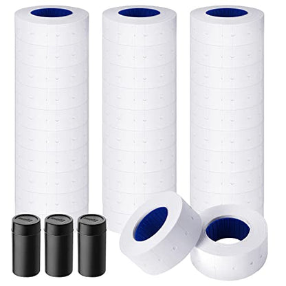 30 Rolls 15000pcs White Price Gun Labels for Mx-5500 Labeller White Pricemarker Stickers Plus 3 Piece Refill Ink Rolls (30 Rolls Pure White + 3 Refill Inks) - color: White