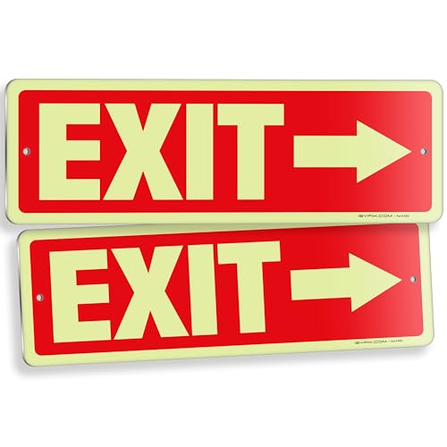 iSYFIX Exit Signs with Right Arrow, 12x4 Inch, 2 Pack - color: Metal Right Glow, size: 2 Pk 12x4
