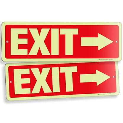 iSYFIX Exit Signs with Right Arrow, 12x4 Inch, 2 Pack - color: Metal Right Glow, size: 2 Pk 12x4