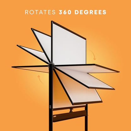 Kamelleo Rolling Whiteboard on Wheels 60" x 46", Double Sided White Board - color: Jet Black, size: 60x46