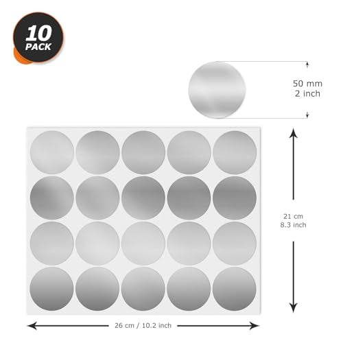Silver Round Stickers 2 Inch Waterproof Vinyl Coding Labels 200 PCS - color: Silver