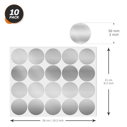 Silver Round Stickers 2 Inch Waterproof Vinyl Coding Labels 200 PCS - color: Silver