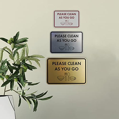 Classic Framed Please Clean As You Go Sign (Black/Silver) - Small - color: Black / Silver, size: Small (4" x 6")