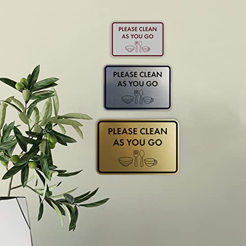 Classic Framed Please Clean As You Go Sign (Brushed Gold) - Medium - color: Brushed Gold, size: Medium (5" x 7")