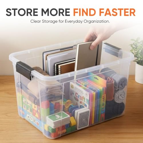 Superio 26.5 Quart Clear Plastic Storage Boxes with Lids, Stackable Organizer Containers, BPA-Free Storage Bins for Home, Office, School & Dorm, 2 Pack - size: 26 Quart