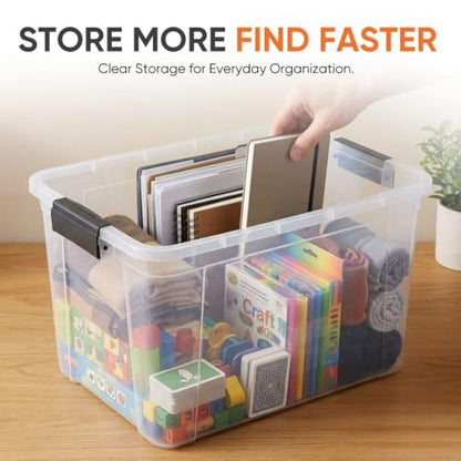 Superio 26.5 Quart Clear Plastic Storage Boxes with Lids, Stackable Organizer Containers, BPA-Free Storage Bins for Home, Office, School & Dorm, 2 Pack - size: 26 Quart