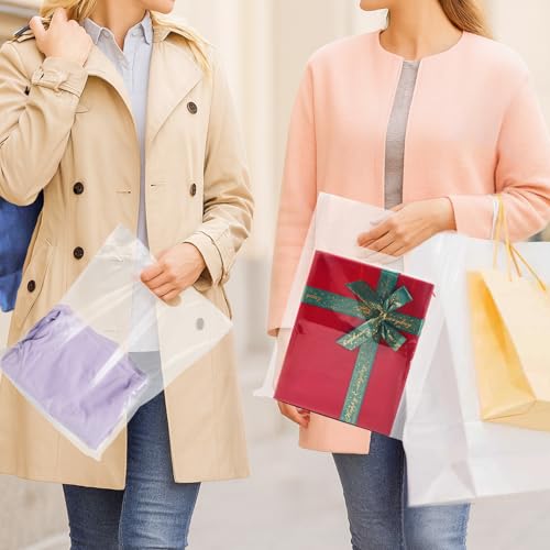 Clear Shopping Bags,Large 12x15 inches, 50 Pack, Plastic Retail Merchandise Bags, Tear Resistant, Durable, Anti-Stretch, 100% Recyclable (12 * 15 inch 50 PACK)