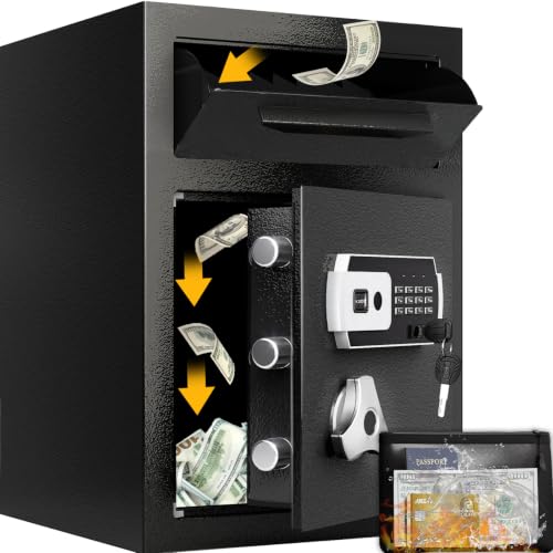 KAER 2.8 Cuft Drop Safe for Small Business Heavy Duty Steel Money Safe with Drop Slot for Cash,Slips,Documents,Depository Cash Safe with Fireproof Bag,Anti-Theft Cash Drop Box for Home/Retail/Office - size: 2.8 Cuft