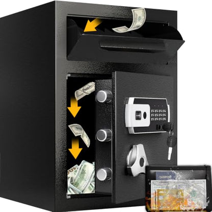 KAER 2.8 Cuft Drop Safe for Small Business Heavy Duty Steel Money Safe with Drop Slot for Cash,Slips,Documents,Depository Cash Safe with Fireproof Bag,Anti-Theft Cash Drop Box for Home/Retail/Office - size: 2.8 Cuft
