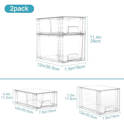 Vtopmart Clear Stackable Storage Drawers, 6 Pack Medium Organizer Set - style: 3 Medium+3 Small