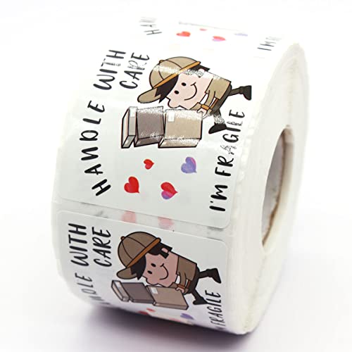 Wailozco Handle with Care Stickers,500 Labels Per Roll - color: Handle With Care