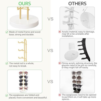 Mkono Sunglass Holder Organizer, Metal Glasses Stand Display Storage 1 Pack - color: Gold