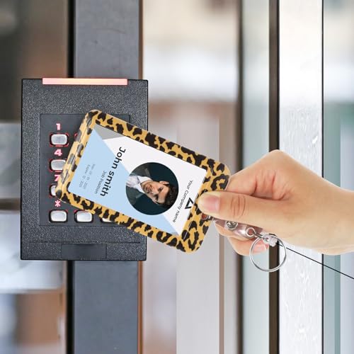 3 Pack Leopard Id Badge Holder with Retractable Reel and Clip - color: Leopard