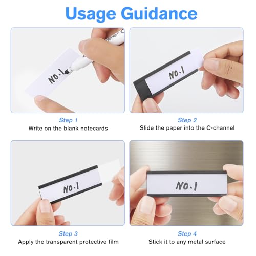 MaxGear 100 Pack C Channel Magnetic Label Holders, 1 x 3" - size: 1"x3", style: 100 Pack