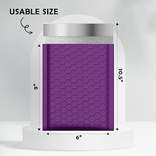 Yens Bulk Purple Poly Bubble Mailers 6x10 250 Pack Usable 6x9 - color: Purple, size: 6" x 10"