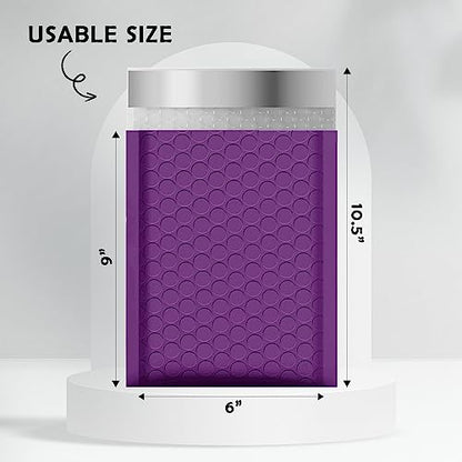 Yens Bulk Purple Poly Bubble Mailers 6x10 250 Pack Usable 6x9 - color: Purple, size: 6" x 10"