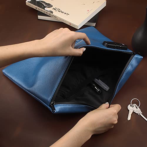 KOSMCCO Notary Bag with Lock, Navy Blue, L - color: Navy Blue