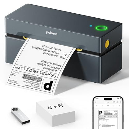 POLONO Bluetooth Thermal Shipping Label Printer, 4x6 Label Printer for Shipping - color: Grey