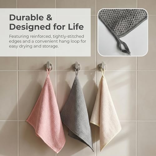 Microfiber Cleaning Cloths 6-Pack, Absorbent Textured Towels Large 12x16 In