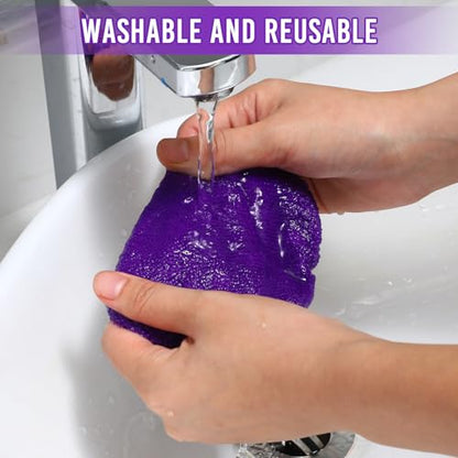 Baderke 10 Pcs Windshield Cleaner Tool Car Window Cleaning Supplies with Extendable Handle Include 6 Washable Microfiber Bonnets 2 Empty 60ml Spray Bottle Glass Wiper Kit(Purple) - color: Purple