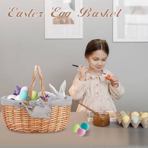 Good GAIN Picnic Basket with Folded Handles,Wicker Empty Basket.Grey - color: Gray