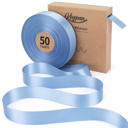 Keypan Blue Satin Ribbon, 1 Inch, 50 Yards - color: Blue, size: 1"