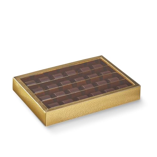 Boxes Craftory Pack of 10 Truffle Boxes - Ideal for Chocolates, Truffles, Chocolate Covered Strawberries and Mini Donut - 8.46" x 5.7" x 1.37" Gold Leather - color: Gold Leather, size: 8.46" x 5.7" x 1.37"