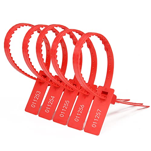 Heavy Duty Plastic Security Seals Self Locking Tamper Evident Shipping Seals Numbered Security Tags Pull Tight Securing Straps Truck Trailer Seals Length 337 mm 13.2" (Red 1000 PCS) - color: Red, size: 1000 PCS