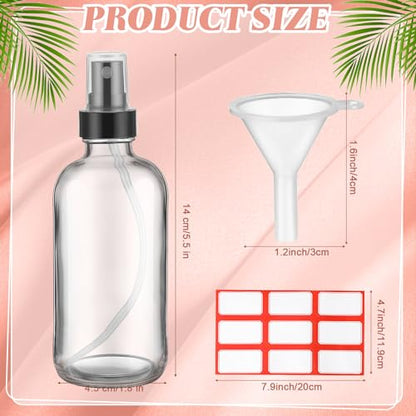 Fumete 2 Pack Glass Spray Bottles 4oz,Clear, Black Top,Mist Bottle - color: Clear, Black Top, style: Mist Bottle