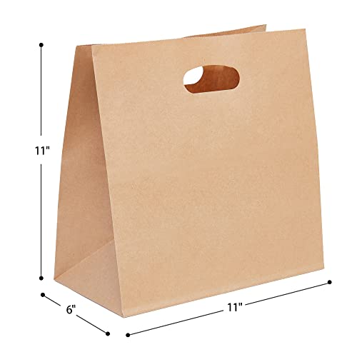 PAICUIKE 200Pcs 11x6x11 Brown Kraft Paper Bags with Handle - Tote Grocery Bags Bulk for Restaurant, Bakery, Retail, Takeout - size: 200pack