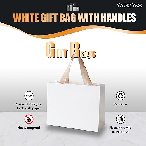 White Gift Bags with Handles, 20Pcs 10.5"x4.25"x8" Medium Size - color: White, size: 10.5x4.25x8 Inch (Pack of 20)