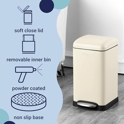 happimess Betty Retro Mini 3.2 Gal Step Trash Can, Limestone Beige - color: Limestone Beige