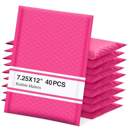 UCGOU Bubble Mailers 7.25x12" 40 Pack Usable Size 7.25x11" Hot Pink Padded - color: Hot Pink, size: 7.25x12" 40PC