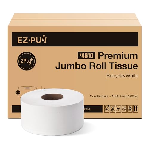EZbrnd Premium Commercial 2-Ply 9" Jumbo Roll Tissue, BathroomToilet Paper, Standard 3" Core/Septic Safe/Unscented, 12 Rolls x 1000ft per roll - style: Refill