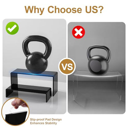 ANDGOO 6 Pcs Acrylic Display Risers, 2 Set(7.9”L-8.3”L-8.7”L), Black - color: Black, size: 6Pcs (7.9”L~8.3”L~8.7”L)
